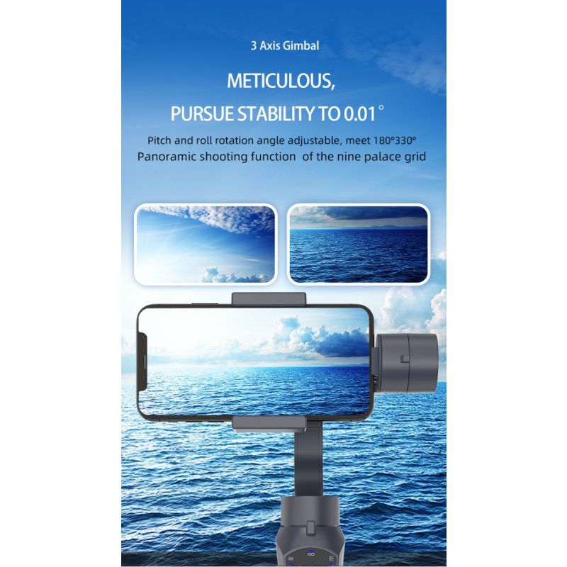 Stabilisateur F10 Pro cardan 3 axes pour vidéographie mobile et qualité vidéo fluide compatible Android iPhone