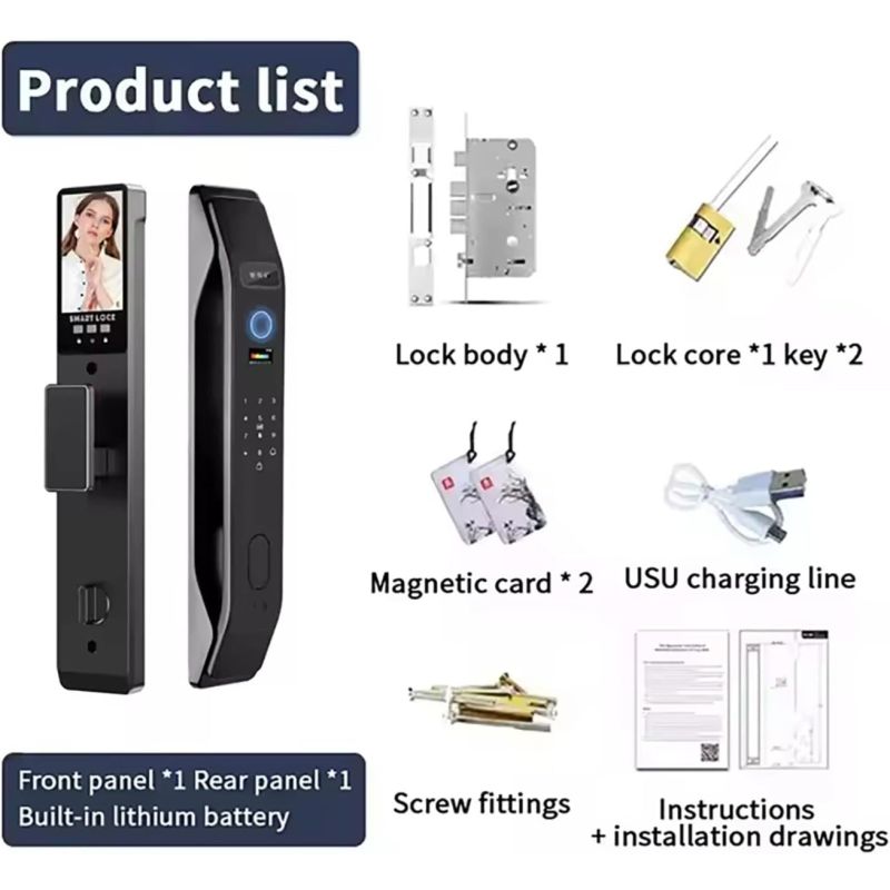 3D Face Recognition Unlock Digital Door Lock With Camera FIngerprint Password Unlock Keyless Electronic Door Lock