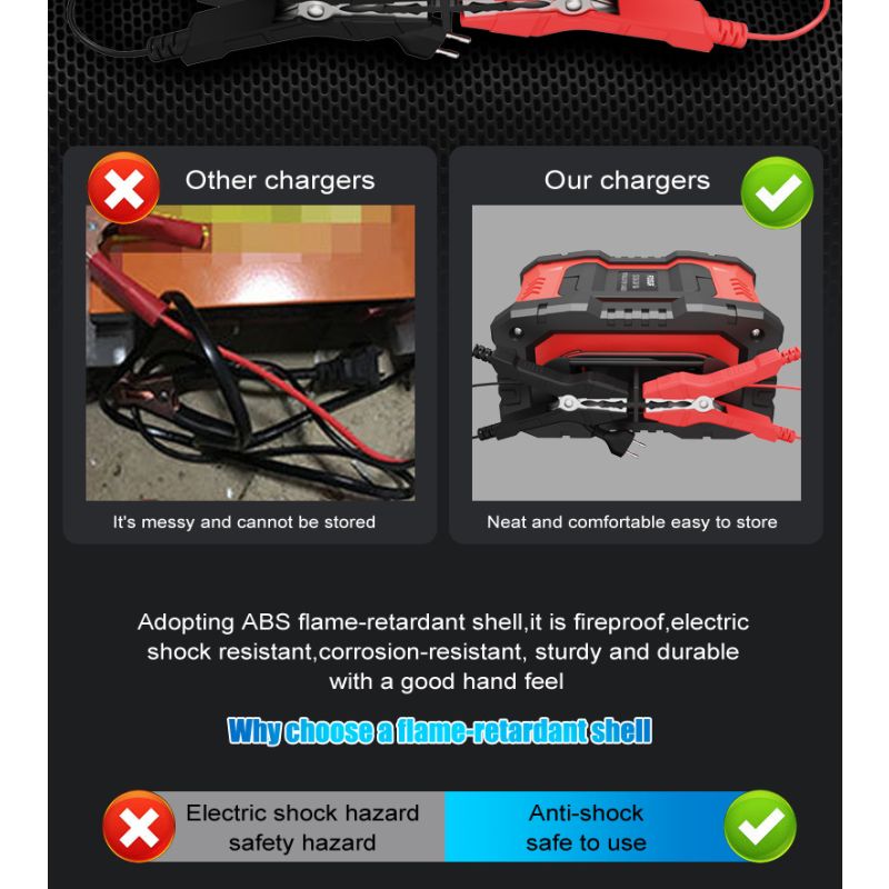 FOXSUR 20A Chargeur de Batterie Portable 12V-24V Réparation Automatique AGM LiFePO4 Performance Fiable