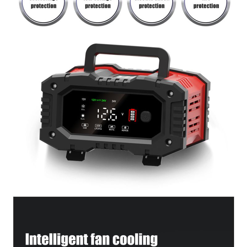 FOXSUR 20A Chargeur de Batterie Portable 12V-24V Réparation Automatique AGM LiFePO4 Performance Fiable