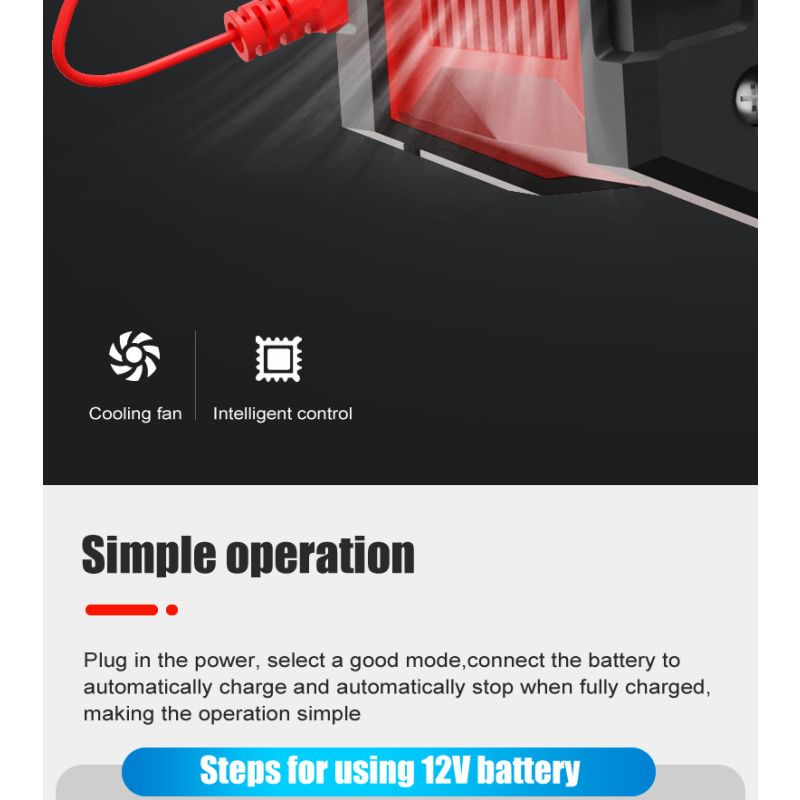 FOXSUR 20A Chargeur de Batterie Portable 12V-24V Réparation Automatique AGM LiFePO4 Performance Fiable