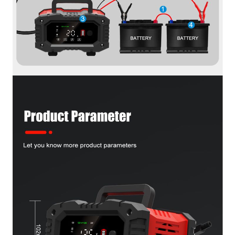 FOXSUR 20A Chargeur de Batterie Portable 12V-24V Réparation Automatique AGM LiFePO4 Performance Fiable