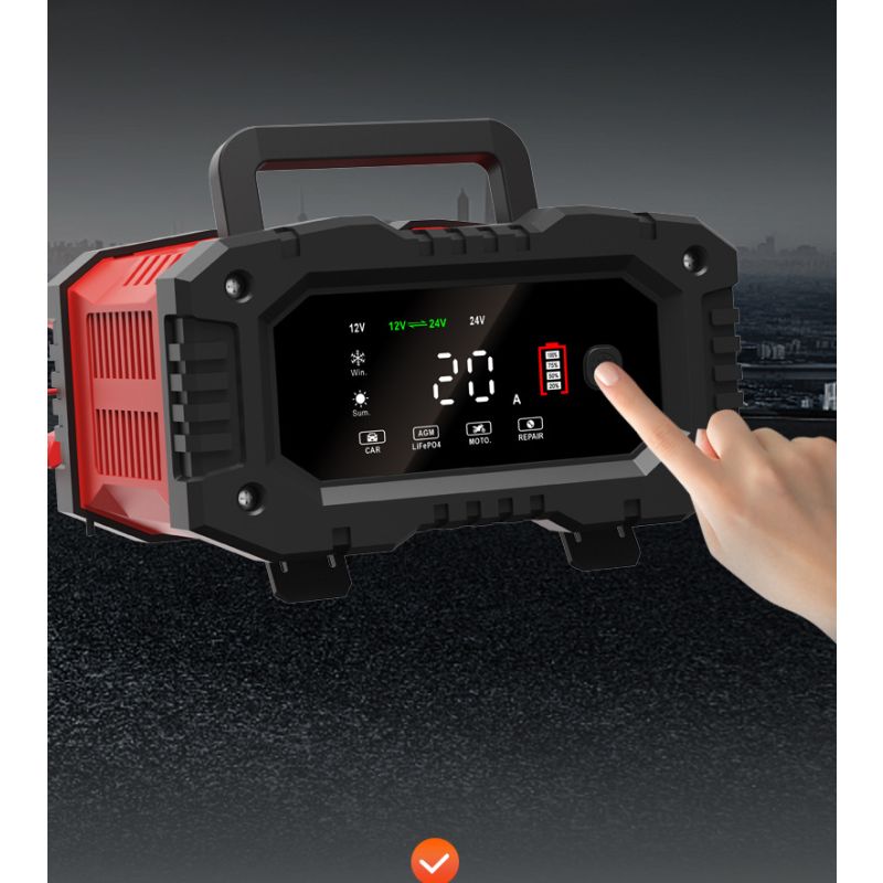 FOXSUR 20A Chargeur de Batterie Portable 12V-24V Réparation Automatique AGM LiFePO4 Performance Fiable