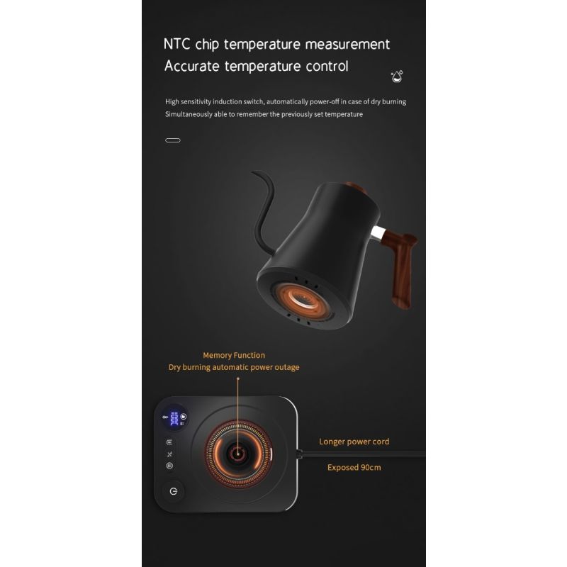 Bouilloire Électrique à Col de Cygne 1200W Chauffage Rapide Contrôle de Température pour Délices Culinaires