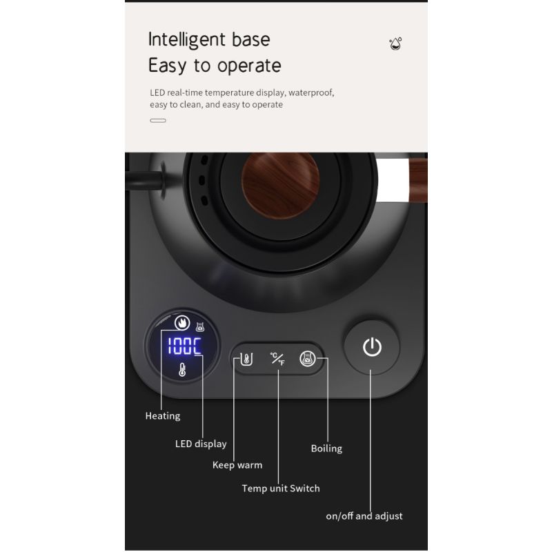 Bouilloire Électrique à Col de Cygne 1200W Chauffage Rapide Contrôle de Température pour Délices Culinaires