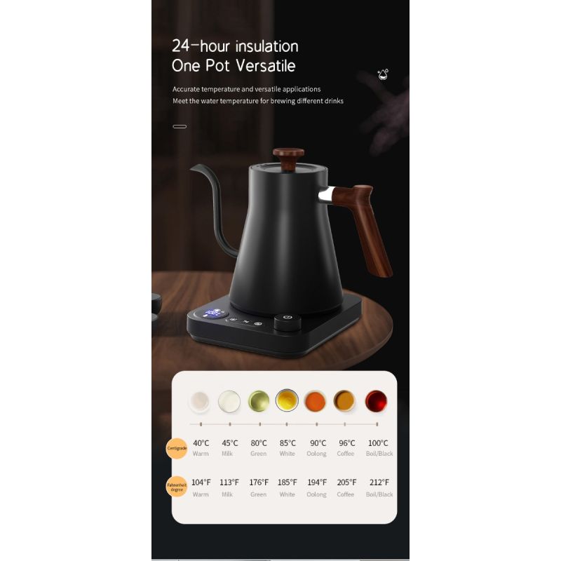 Bouilloire Électrique à Col de Cygne 1200W Chauffage Rapide Contrôle de Température pour Délices Culinaires
