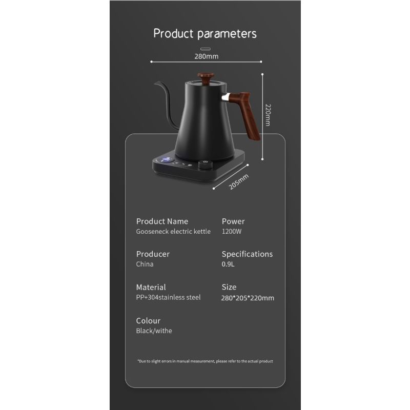 Bouilloire Électrique à Col de Cygne 1200W Chauffage Rapide Contrôle de Température pour Délices Culinaires