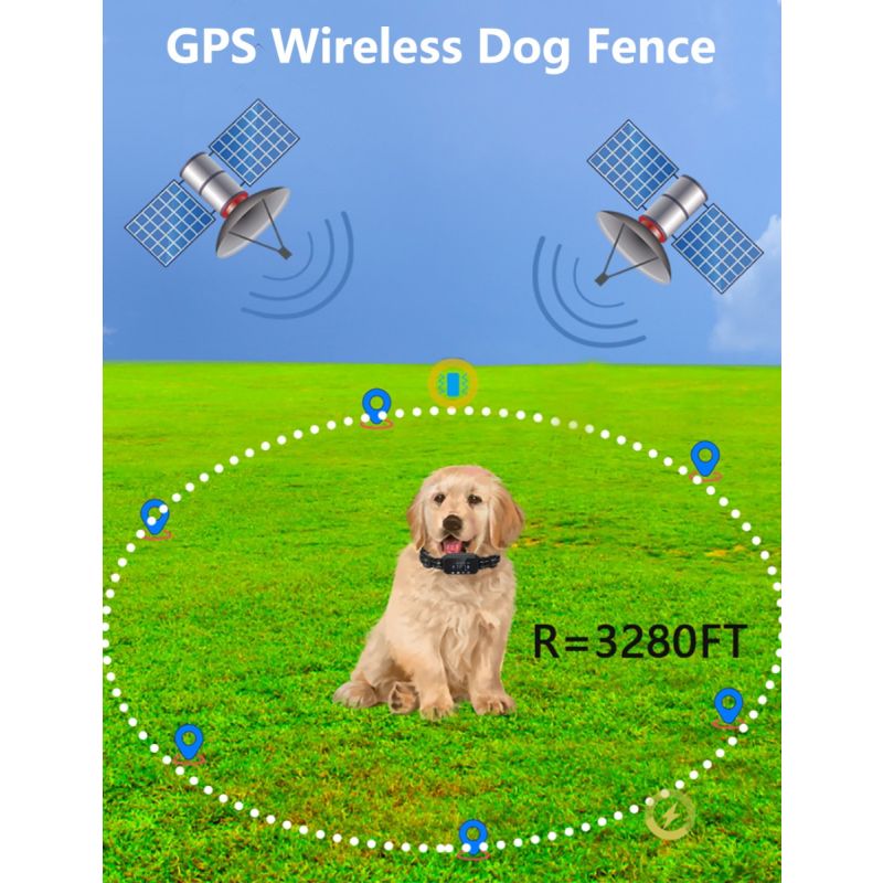 Clôture GPS sans fil pour chien Impact Collier Étanche Portée 1000m Sécurité Animaux Installation Facile