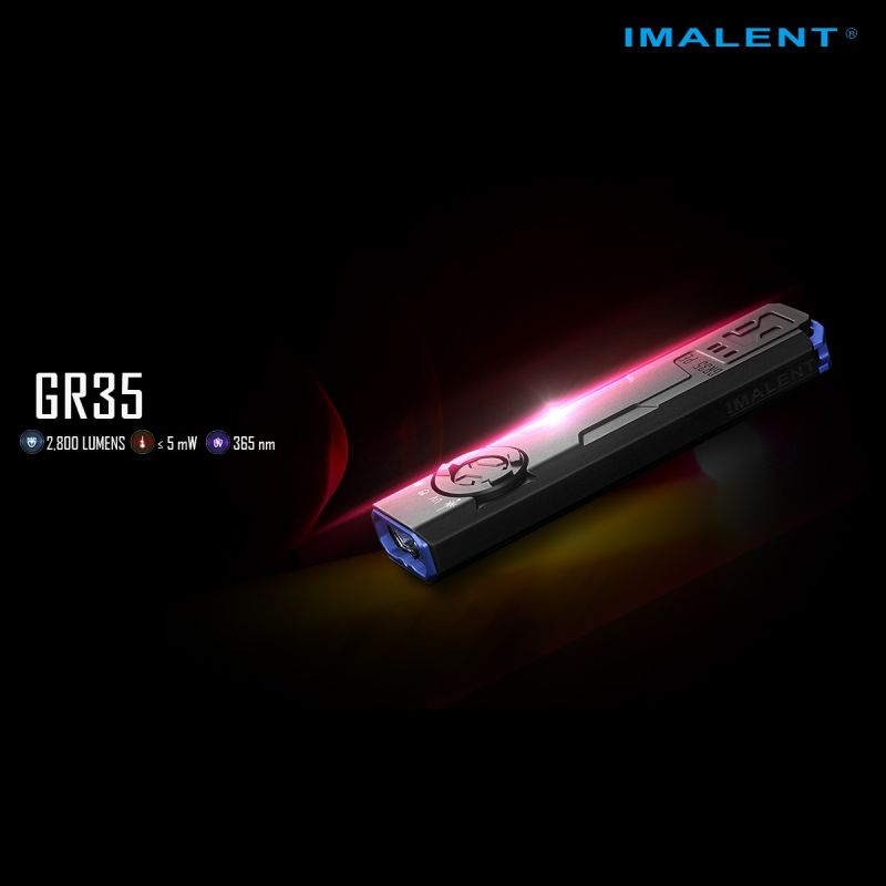 IMALENT GR35 Lampe de Poche LED Rouge 2800 Lumens | EDC Polyvalent (UV, Magnétique) pour Aventure & Travail