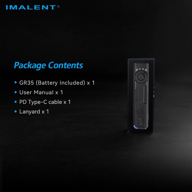 IMALENT GR35 Lampe de Poche LED Rouge 2800 Lumens | EDC Polyvalent (UV, Magnétique) pour Aventure & Travail