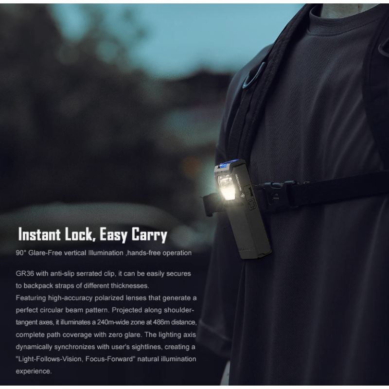 IMALENT GR36 Lampe de poche EDC 2800 lumens, rechargeable USB-C, magnétique, clip, ultra lumineuse.