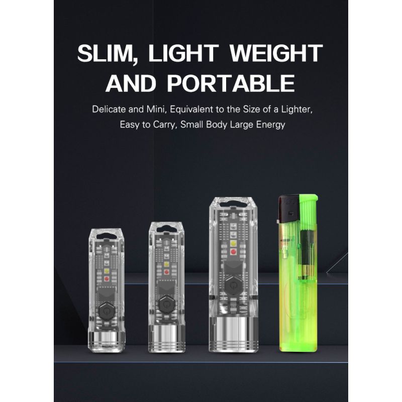 GT13 TIKI Mini porte-clés USB rechargeable 1000 lumens éclairage portable compact pour exploration urbaine