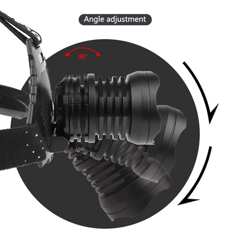 Lampe frontale haute performance XHP70 8000LM avec modes réglables USB étanche IPX5 pour pêche et camping
