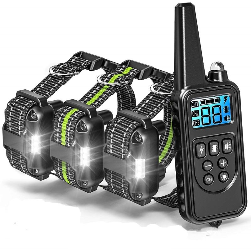 Collier d'entraînement chien électrique LCD télécommande animaux imperméable rechargeable niveaux ajustables