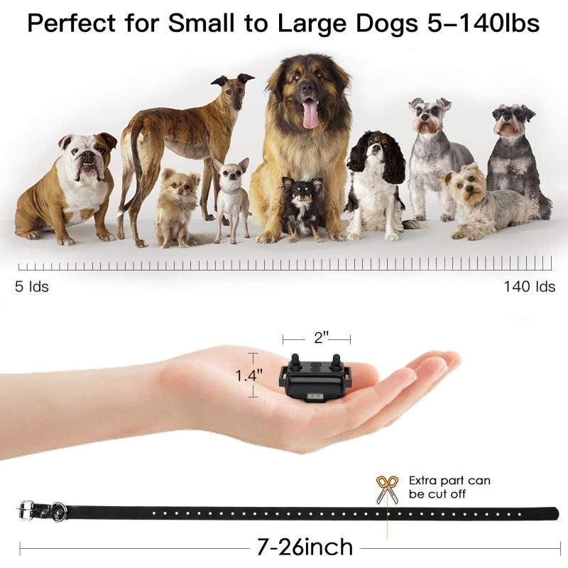 Collier d'entraînement chien 800m télécommande imperméable rechargeable trois modes écran LCD entraînement canin