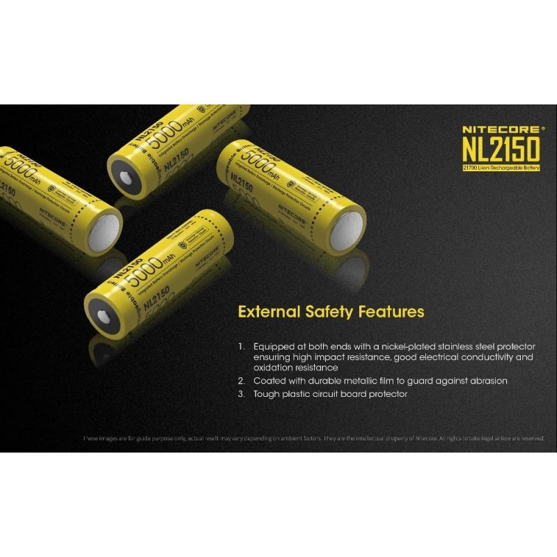 Batterie rechargeable NITECORE NL2150 5000mAh Li-ion 21700 haute performance pour appareils électroniques