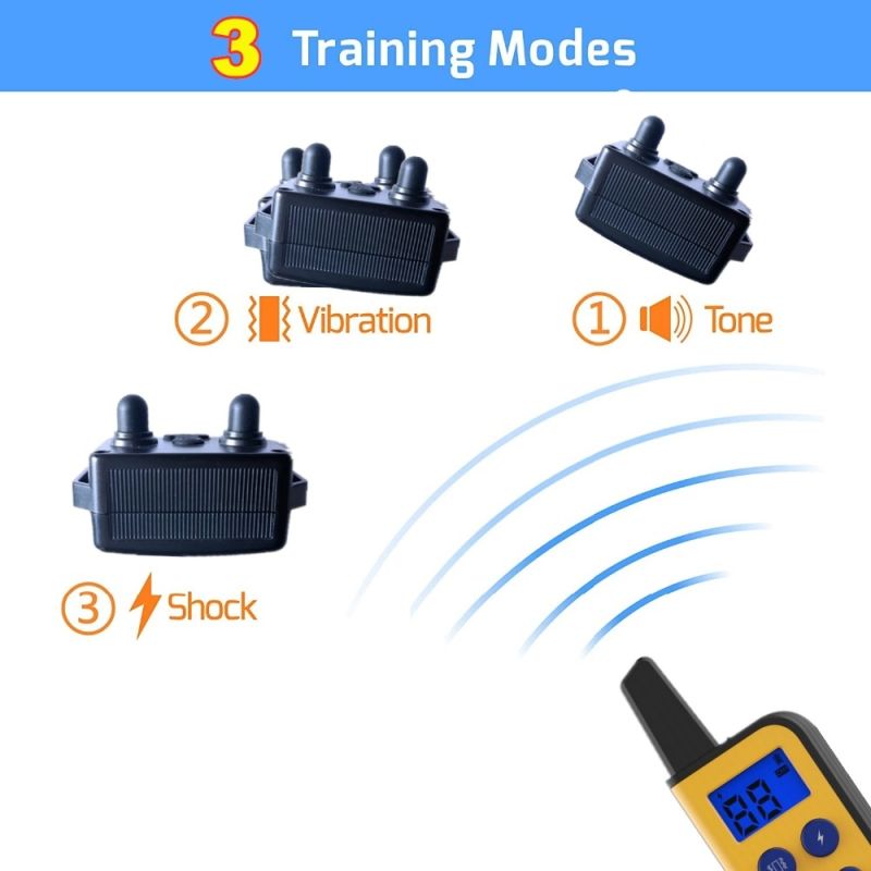 Collier de dressage chien électrique 2020 portée 1000m imperméable écran LCD niveaux ajustables rechargeable