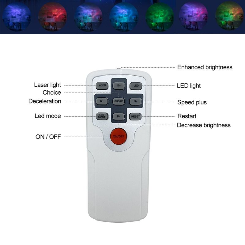 Projecteur Étoilé Laser 7 Couleurs avec Rotation 360 Degrés Lumière de Nuit Décoration Maison Cadeau Enfant