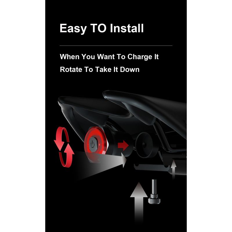 Éclairage Vélo Intelligente Lumière Arrière avec Démarrage Automatique Freinage Induction IPX6 Recharge USB