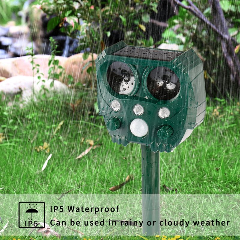 Répulsif Ultrasonique Solaire Jardin IP44 Silence Pour Animaux Écologique pour Oiseaux Chats et Ratons Laveurs