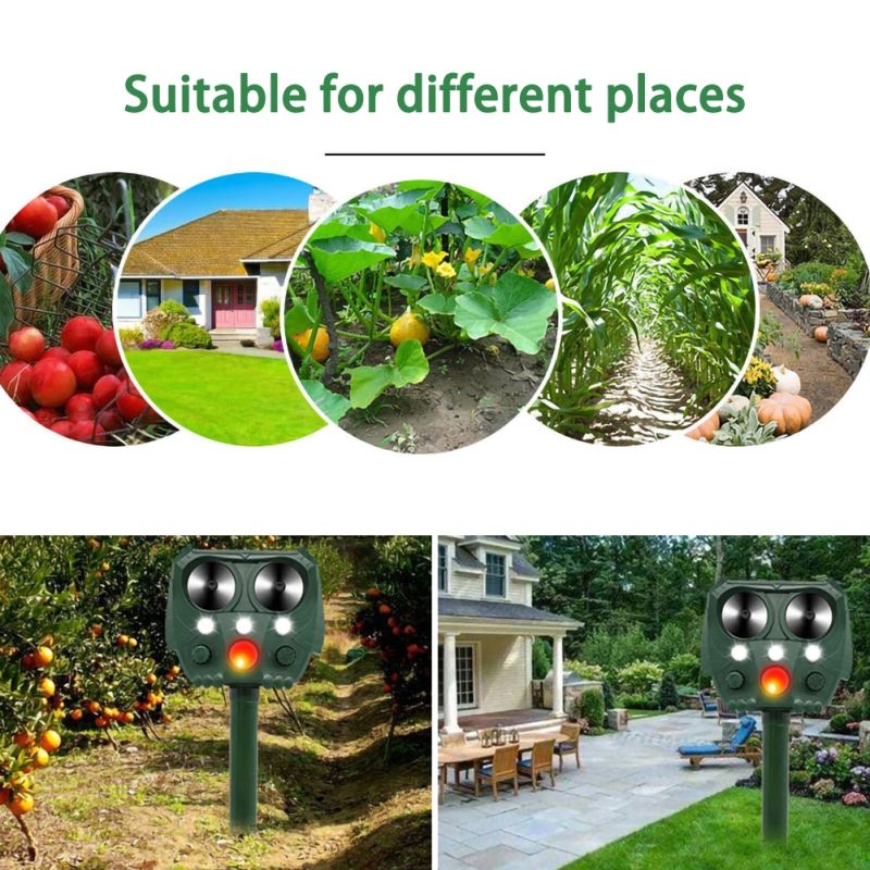 Répulsif Ultrasonique Solaire Jardin IP44 Silence Pour Animaux Écologique pour Oiseaux Chats et Ratons Laveurs