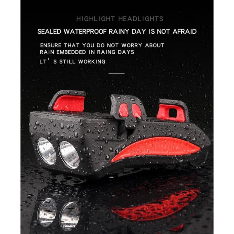 Lampe vélo multifonction 4 en 1 VTT phare LED USB support téléphone réglable powerbank sécurité cyclisme