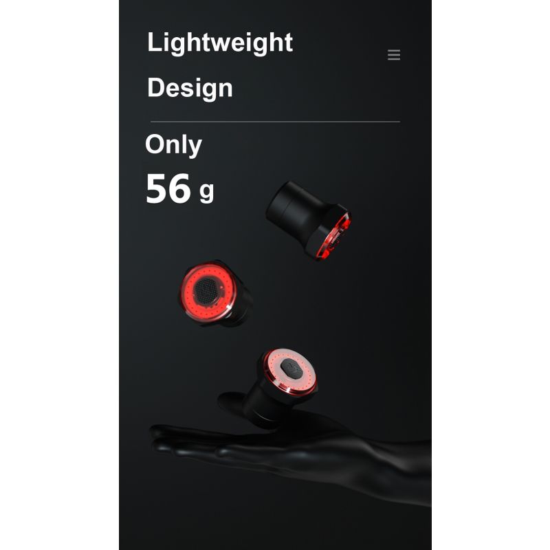 Éclairage Vélo Intelligente Lumière Arrière avec Démarrage Automatique Freinage Induction IPX6 Recharge USB