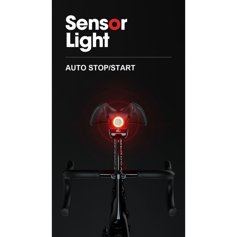 Éclairage Vélo Intelligente Lumière Arrière avec Démarrage Automatique Freinage Induction IPX6 Recharge USB