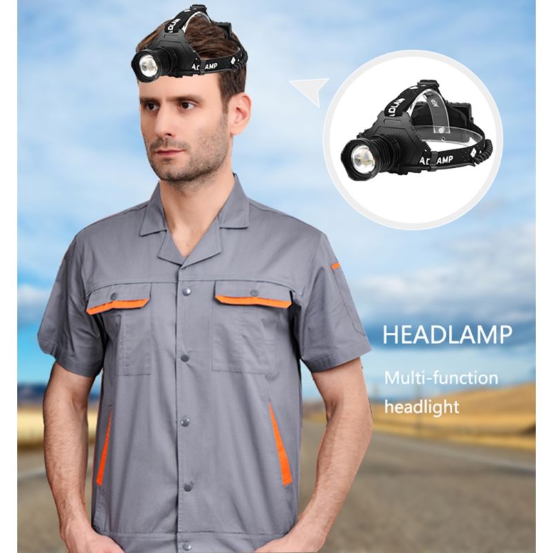 Lampe frontale haute performance XHP70 8000LM avec modes réglables USB étanche IPX5 pour pêche et camping