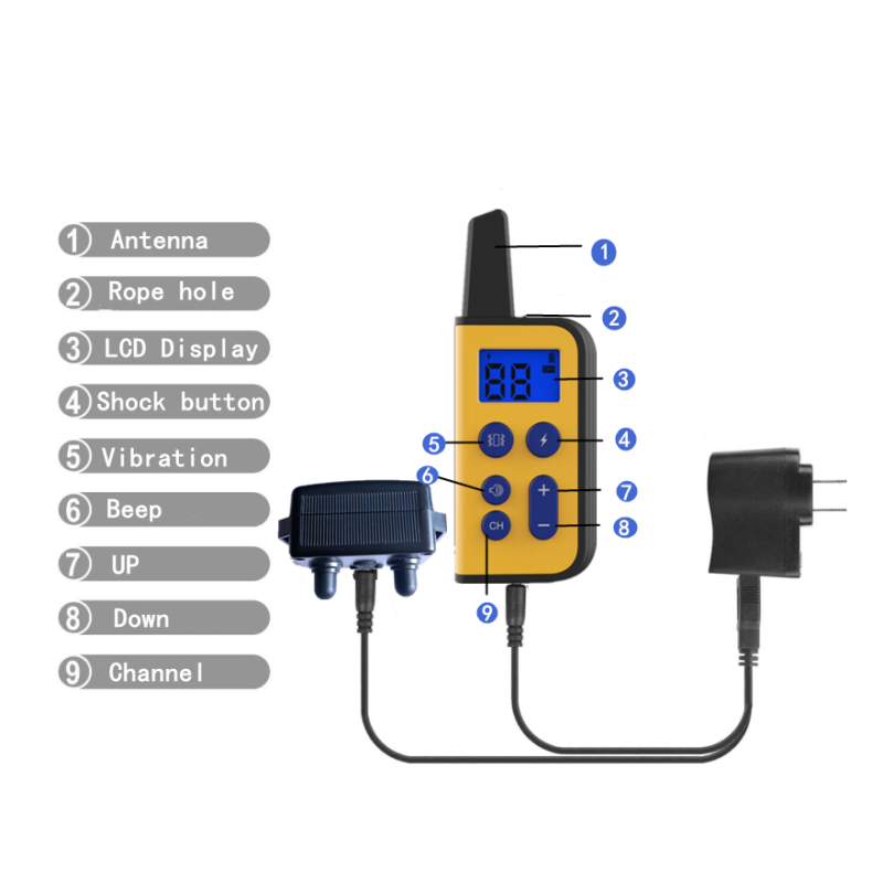Collier de dressage chien électrique 2020 portée 1000m imperméable écran LCD niveaux ajustables rechargeable