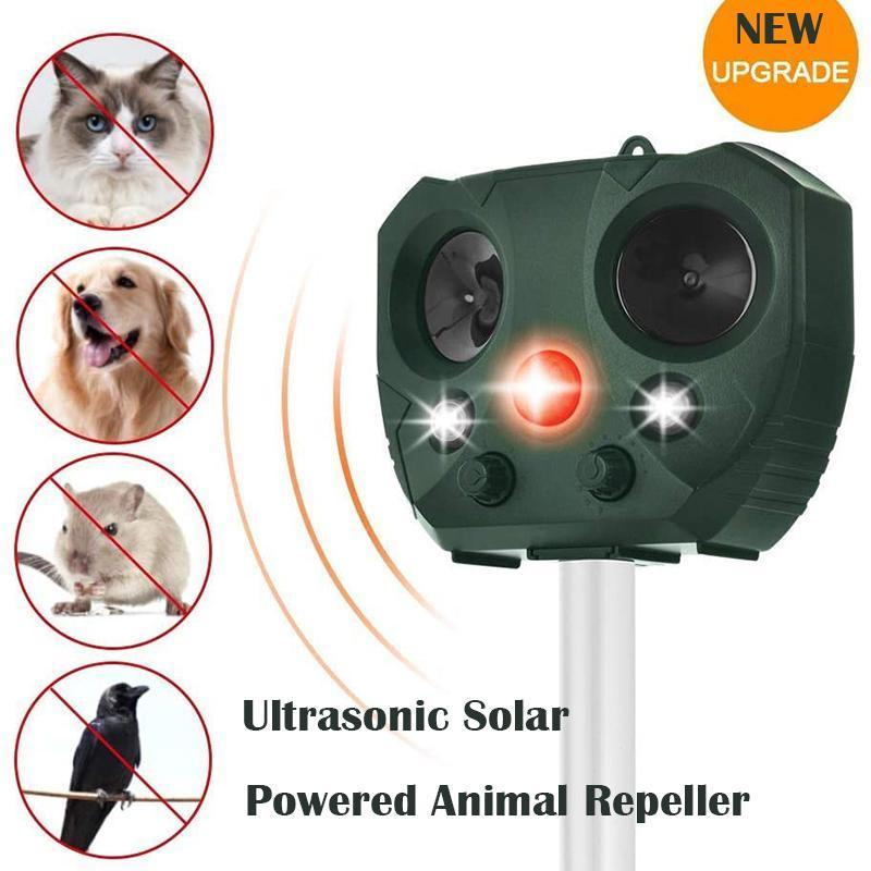 Répulsif Ultrasonique Solaire Jardin IP44 Silence Pour Animaux Écologique pour Oiseaux Chats et Ratons Laveurs