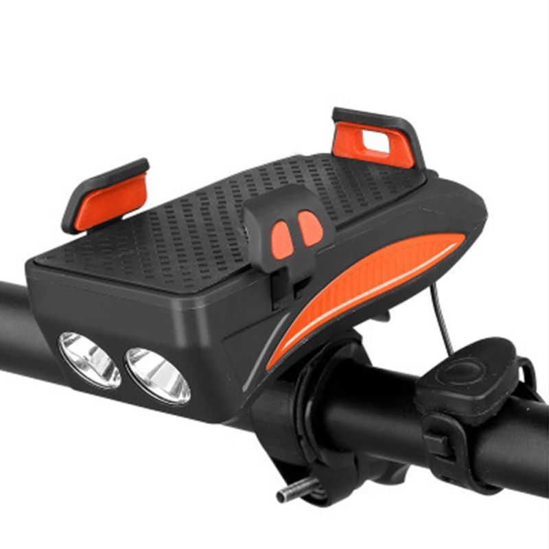 Lampe vélo multifonction 4 en 1 VTT phare LED USB support téléphone réglable powerbank sécurité cyclisme
