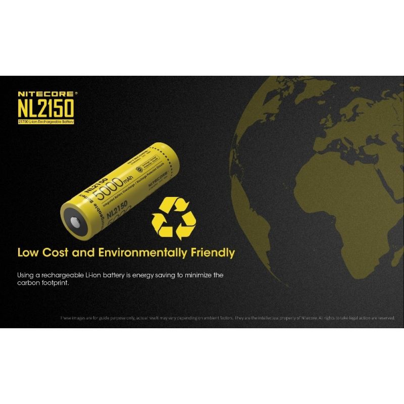 Batterie rechargeable NITECORE NL2150 5000mAh Li-ion 21700 haute performance pour appareils électroniques