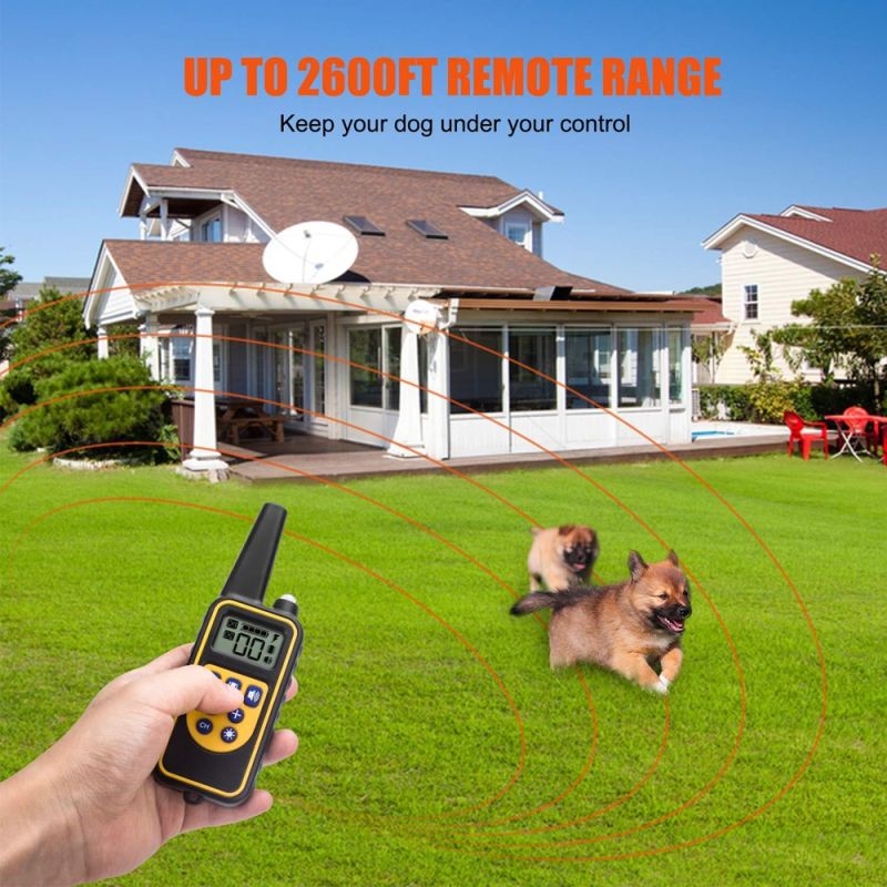 Collier pour chien étanche et rechargeable 800YD avec télécommande écran LCD et niveaux ajustables dressage canin
