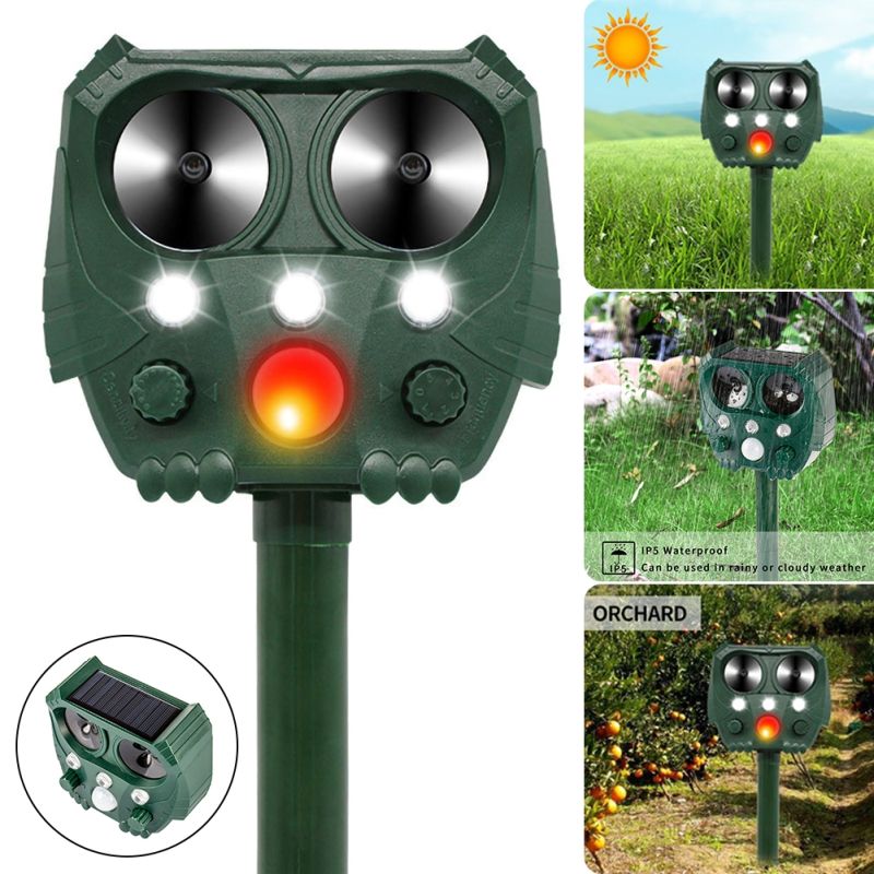 Répulsif Ultrasonique Solaire Jardin IP44 Silence Pour Animaux Écologique pour Oiseaux Chats et Ratons Laveurs