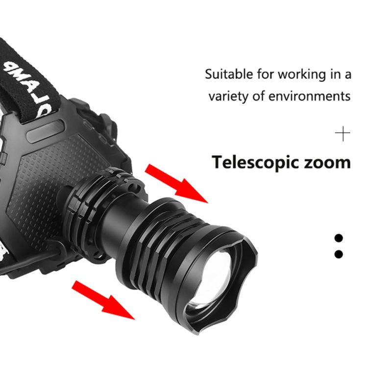 Lampe frontale haute performance XHP70 8000LM avec modes réglables USB étanche IPX5 pour pêche et camping