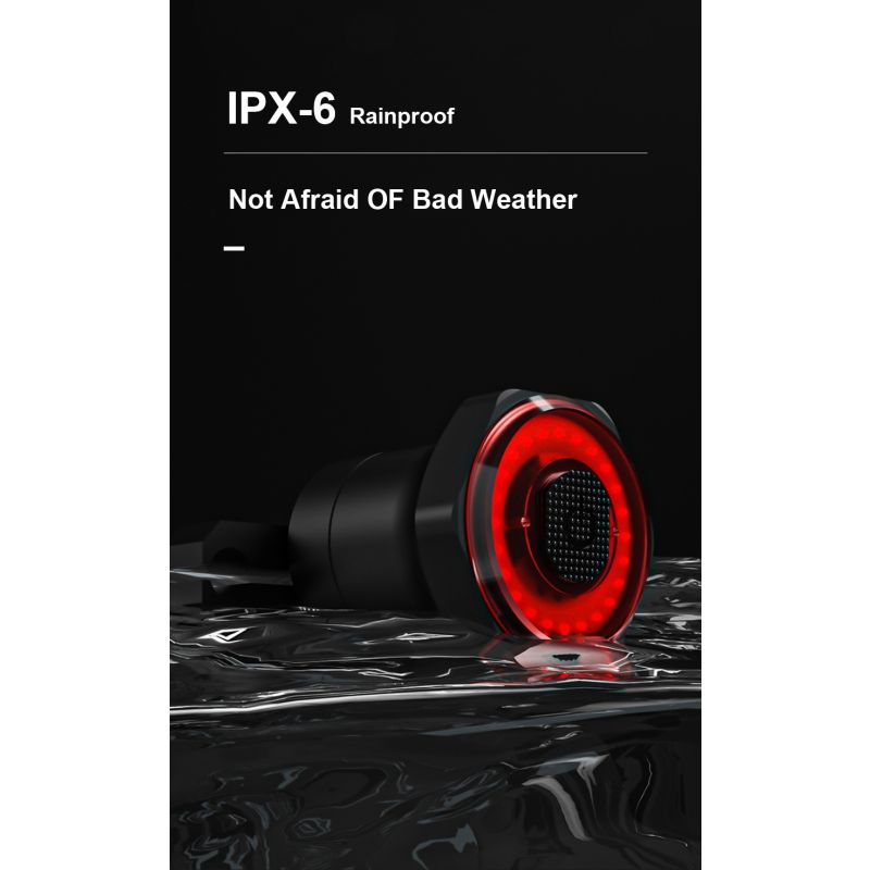 Éclairage Vélo Intelligente Lumière Arrière avec Démarrage Automatique Freinage Induction IPX6 Recharge USB