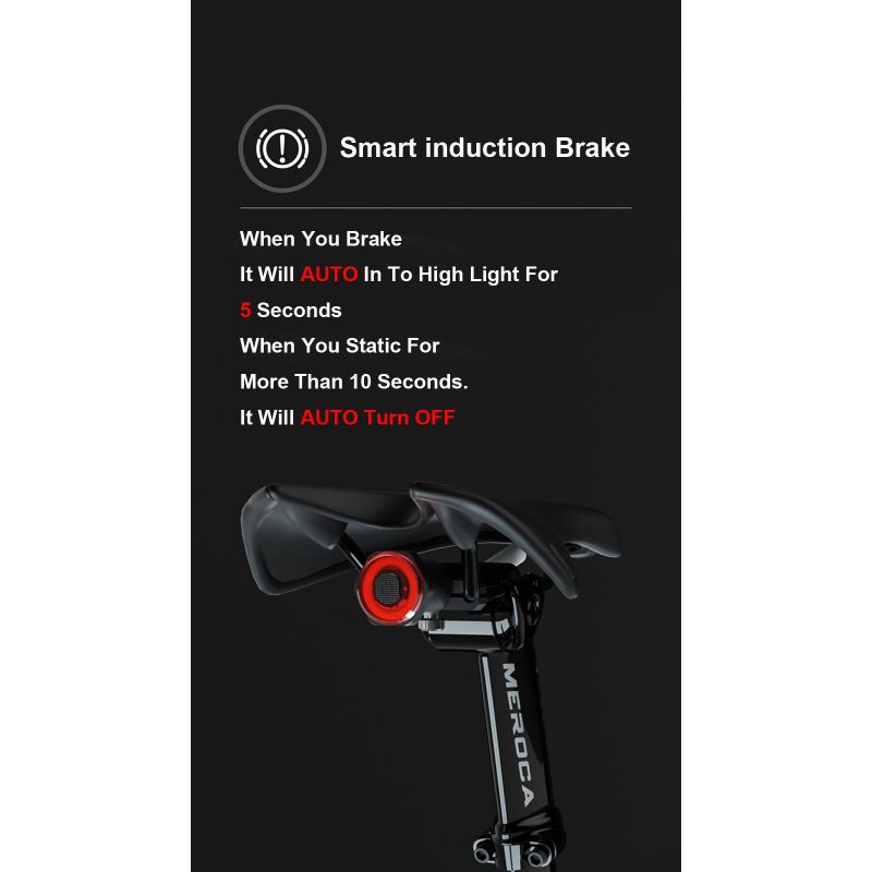 Éclairage Vélo Intelligente Lumière Arrière avec Démarrage Automatique Freinage Induction IPX6 Recharge USB