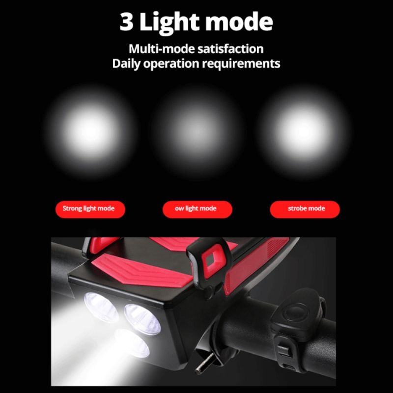 Lumière multifonction vélo 4 en 1 LED 800 lumens avec support téléphone et banque d'alimentation pour sécurité