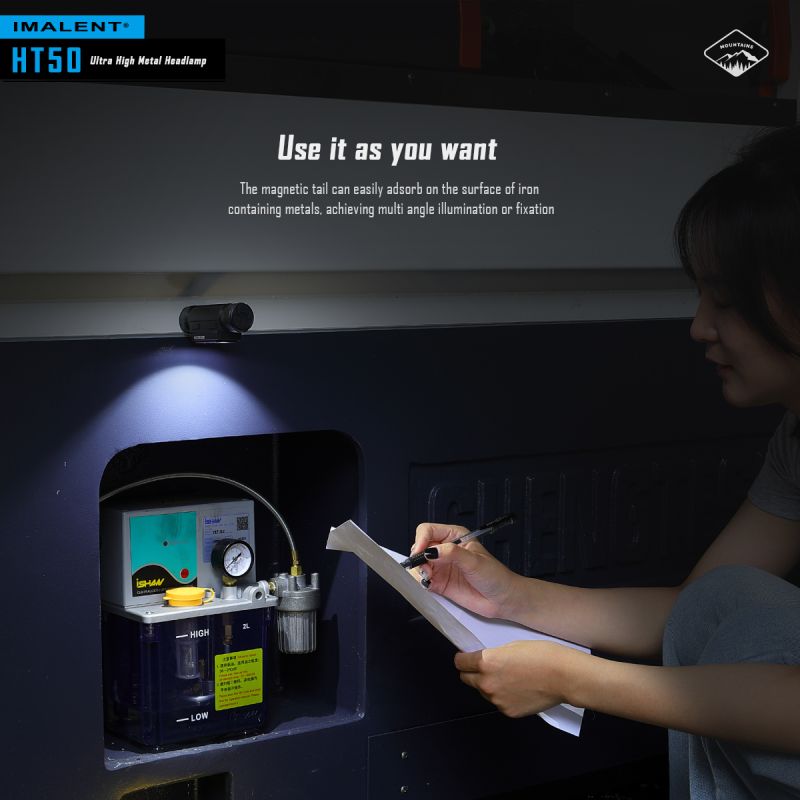 Lampe frontale IMALENT HT50 LED puissante double sources pour aventure camping éclairage extérieur rechargeable