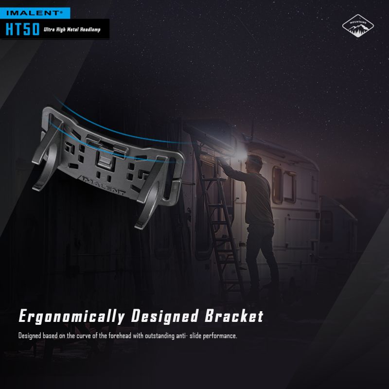Lampe frontale IMALENT HT50 LED puissante double sources pour aventure camping éclairage extérieur rechargeable