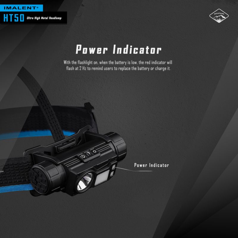 Lampe frontale IMALENT HT50 LED puissante double sources pour aventure camping éclairage extérieur rechargeable