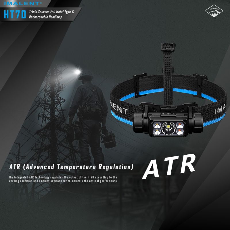 Lampe frontale haute performance IMALENT HT70 3500 lumens LED XHP50.3 HI pour aventure en plein air rechargeable