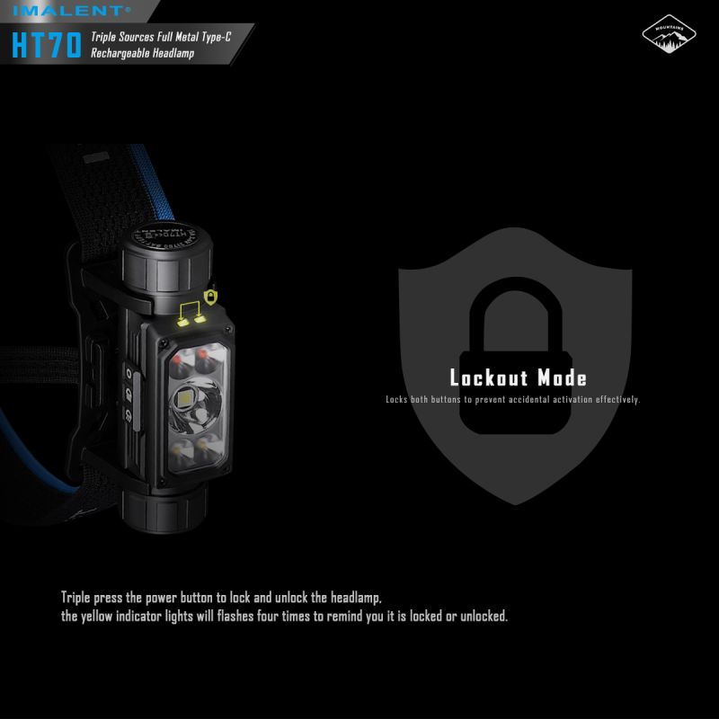 Lampe frontale haute performance IMALENT HT70 3500 lumens LED XHP50.3 HI pour aventure en plein air rechargeable