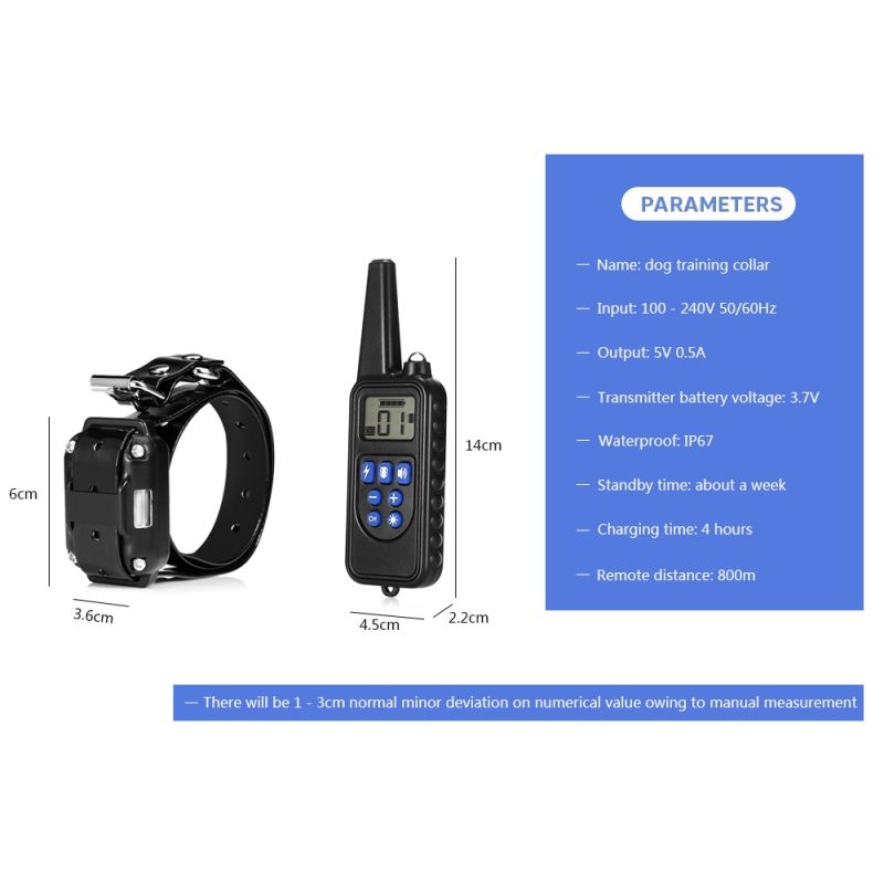 Collier de dressage chien 800m écran LCD modes choc vibration son collier rechargeable imperméable