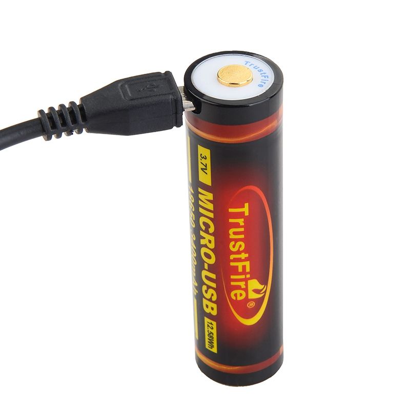 Batterie TrustFire 18650 3400mAh 3.7V Micro USB rechargeable pour lampes de poche et haut-parleurs Bluetooth