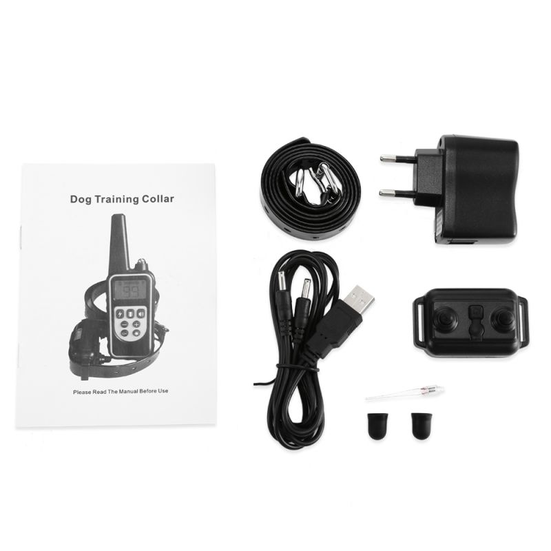 Collier de dressage chien 800m écran LCD modes choc vibration son collier rechargeable imperméable