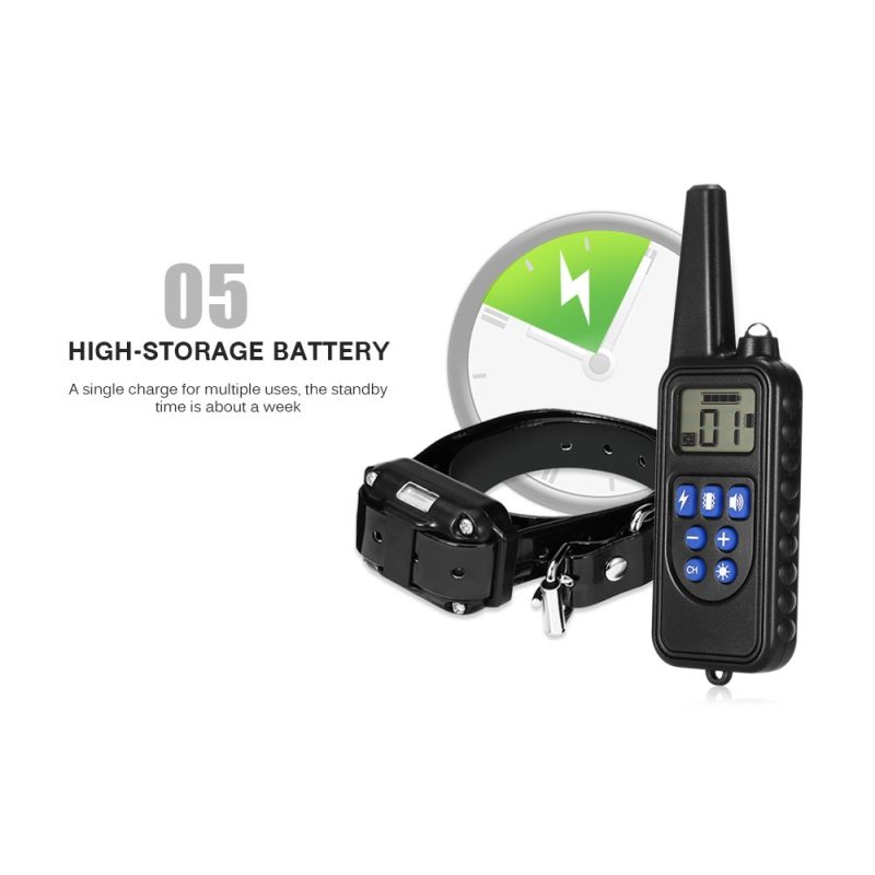 Collier de dressage chien 800m écran LCD modes choc vibration son collier rechargeable imperméable