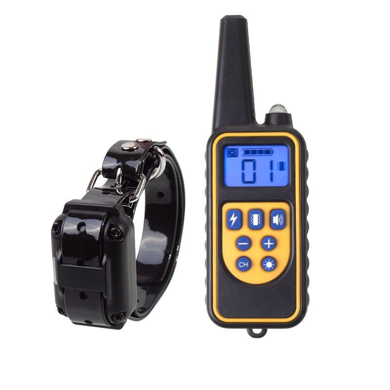 Collier d'entraînement pour chiens 800 m Collier imperméable et rechargeable avec écran LCD et vibrations ajustables