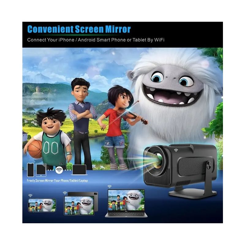 Projecteur HY320 Android 11 4K Portable avec Dual Wifi6 et Bluetooth 5.0 pour Cinéma en Plein Air et Maison